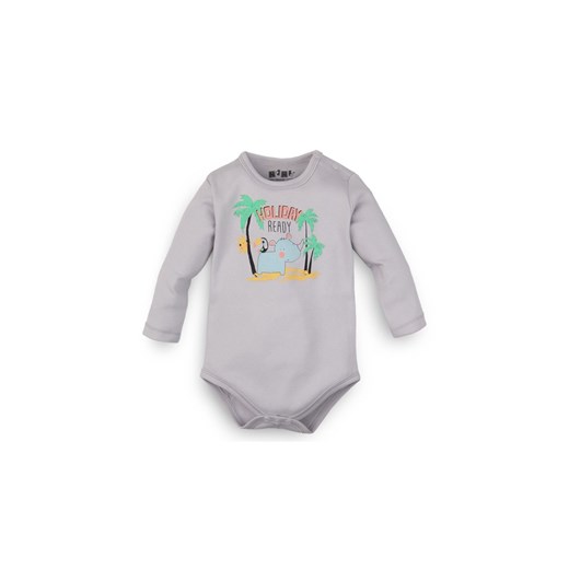 Bawełniane body niemowlęce z długim rękawem - szare ze sklepu 5.10.15 w kategorii Body niemowlęce - zdjęcie 169687753