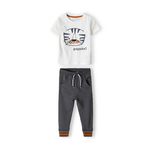 Komplet dla niemowlaka- biała koszulka z tygrysem + spodnie dresowe Minoti 68/74 5.10.15