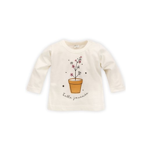 Bawełniana bluzka dziewczęca z nadrukiem kwiatka - ecru Pinokio 104 5.10.15