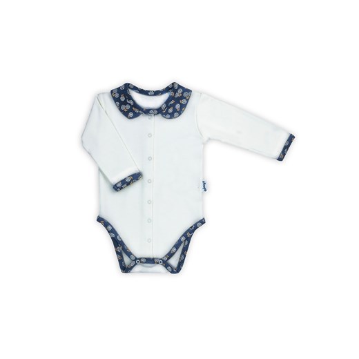 Bawełniane body z długim rękawem z kwiecistym wzorkiem na kołnierzyku ze sklepu 5.10.15 w kategorii Body niemowlęce - zdjęcie 169688042