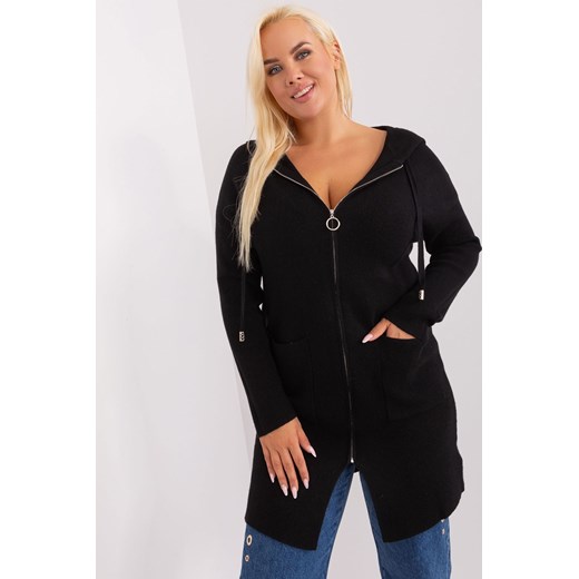 Czarny rozpinany sweter damski plus size z wiskozą ze sklepu 5.10.15 w kategorii Swetry damskie - zdjęcie 169688083