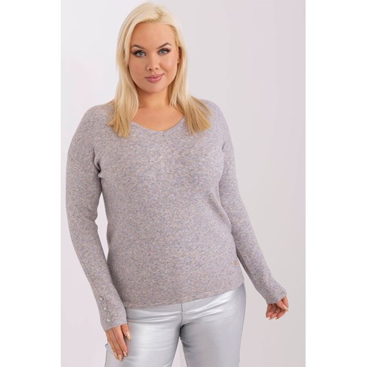 Klasyczny sweter plus size z wiskozy szary ze sklepu 5.10.15 w kategorii Swetry damskie - zdjęcie 169688263