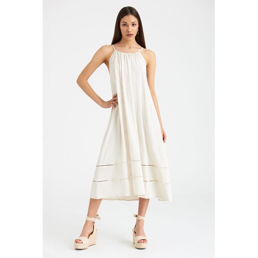 Lniana Biała sukienka damska na cienkich ramiączkach ze sklepu 5.10.15 w kategorii Sukienki - zdjęcie 169688300