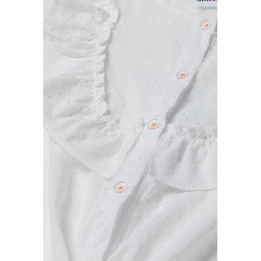 Biała bluzka bawełniana dla niemowlaka z falbanką Minoti 92/98 5.10.15