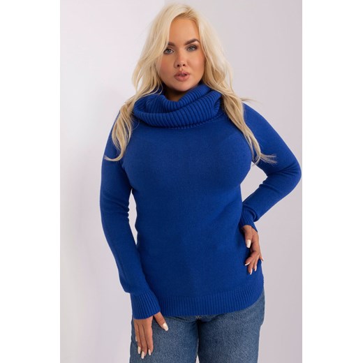 Kobaltowy sweter plus size z lejącym golfem ze sklepu 5.10.15 w kategorii Swetry damskie - zdjęcie 169688633
