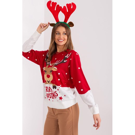 Sweter świąteczny z reniferem czerwony L 5.10.15 promocja