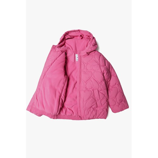Przejściowa kurtka dziewczęca pikowana - różowa w serduszka 5.10.15. 128 okazja 5.10.15