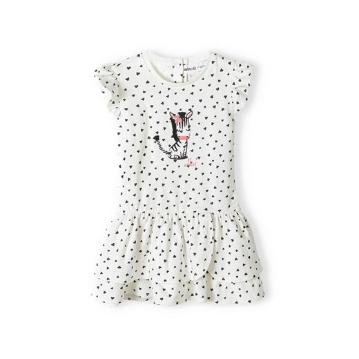 Biała sukienka niemowlęca z krótkim rękawem w serduszka ze sklepu 5.10.15 w kategorii Sukienki niemowlęce - zdjęcie 169689214