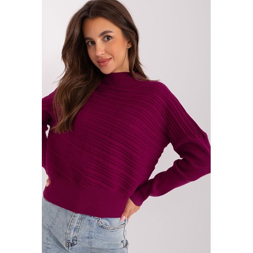 Fioletowy asymetryczny sweter o kroju nietoperza one size wyprzedaż 5.10.15