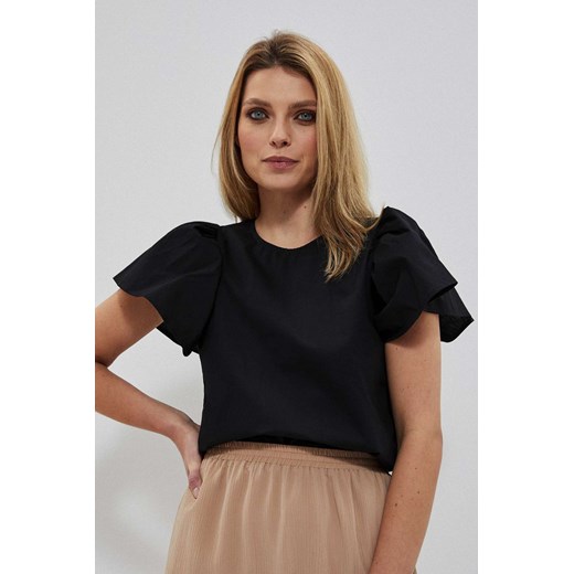 Bawełniana koszula damska nierozpinana z krótkim rękawem czarna ze sklepu 5.10.15 w kategorii Bluzki damskie - zdjęcie 169689473