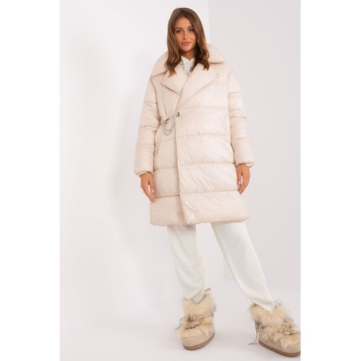 Puchowa kurtka zimowa z pikowaniem jasny beżowy ze sklepu 5.10.15 w kategorii Kurtki damskie - zdjęcie 169689534