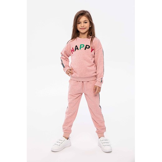Różowa bluza z dzianiny dla dziewczynki- Happy ze sklepu 5.10.15 w kategorii Bluzy dziewczęce - zdjęcie 169689564