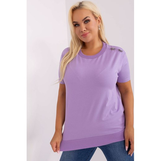 Jasnofiolentowa bluzka plus size z broszkami ze sklepu 5.10.15 w kategorii Bluzki damskie - zdjęcie 169689691