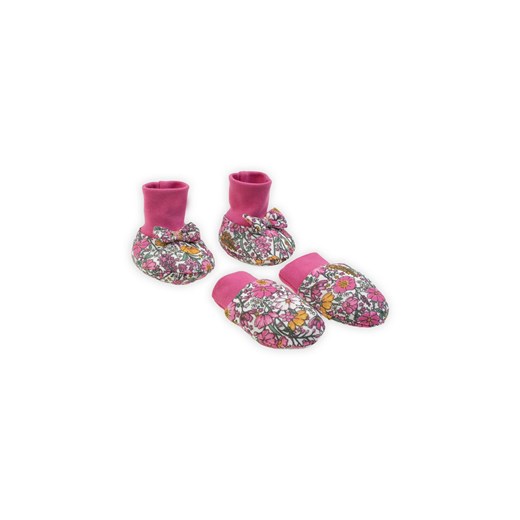 Komplet buciki + rękawiczki bawełniane w kwiatki Lea ze sklepu 5.10.15 w kategorii Buciki niemowlęce - zdjęcie 169689923