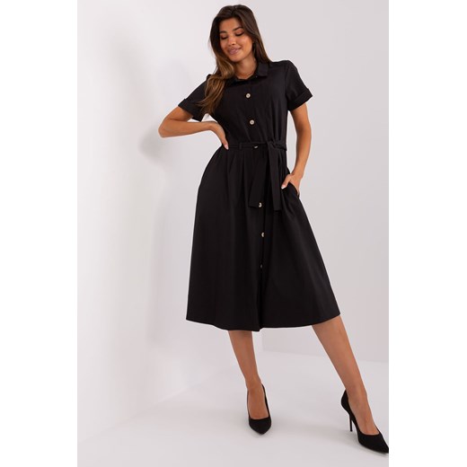 Czarna rozkloszowana sukienka damska szmizjerka ZULUNA ze sklepu 5.10.15 w kategorii Sukienki - zdjęcie 169689924
