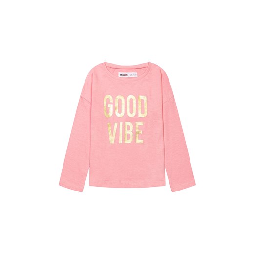 Bluzka dziewczęca bawełniana różowa- Good vibe ze sklepu 5.10.15 w kategorii Bluzki dziewczęce - zdjęcie 169690593