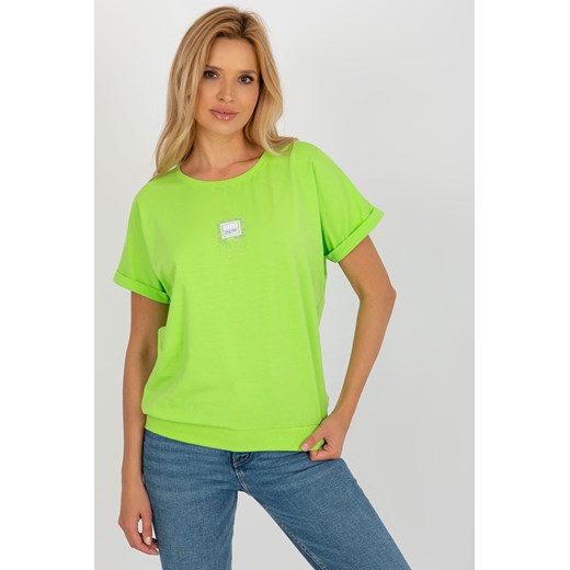 Limonkowa damska bluzka na co dzień z aplikacją ze sklepu 5.10.15 w kategorii Bluzki damskie - zdjęcie 169690631