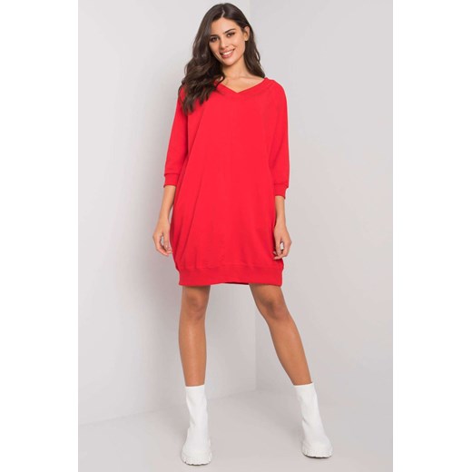 Czerwona gładka sukienka damska z bawełny ze sklepu 5.10.15 w kategorii Sukienki - zdjęcie 169690742