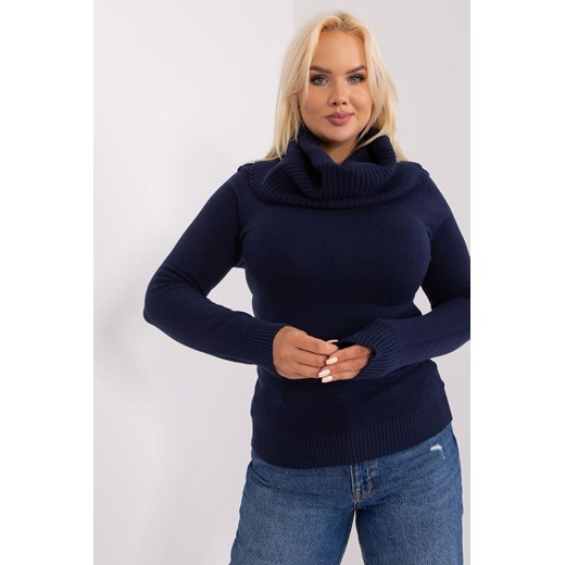 Granatowy damski sweter plus size z wiskozą ze sklepu 5.10.15 w kategorii Swetry damskie - zdjęcie 169690770