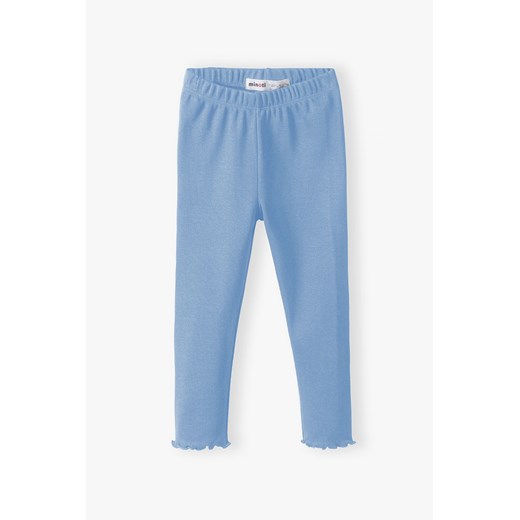 Niebieskie legginsy dla dziewczynki prążkowane ze sklepu 5.10.15 w kategorii Spodnie dziewczęce - zdjęcie 169690841