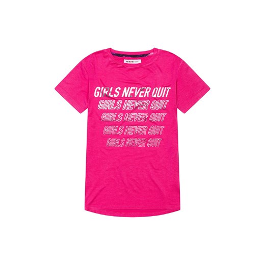 Różowy t-shirt sportowy Never Quit dla dziewczynki ze sklepu 5.10.15 w kategorii Bluzki dziewczęce - zdjęcie 169691091