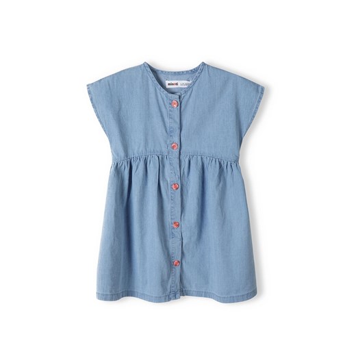 Niebieska sukienka niemowlęca z bawełny z krótkim rękawem ze sklepu 5.10.15 w kategorii Sukienki niemowlęce - zdjęcie 169691141