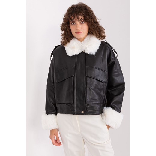 Czarno-biała kurtka zimowa z ozdobnym futerkiem ze sklepu 5.10.15 w kategorii Kurtki damskie - zdjęcie 169691423