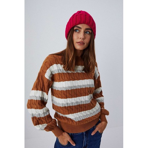 Dzianinowy sweter damski w pasy ze sklepu 5.10.15 w kategorii Swetry damskie - zdjęcie 169691604