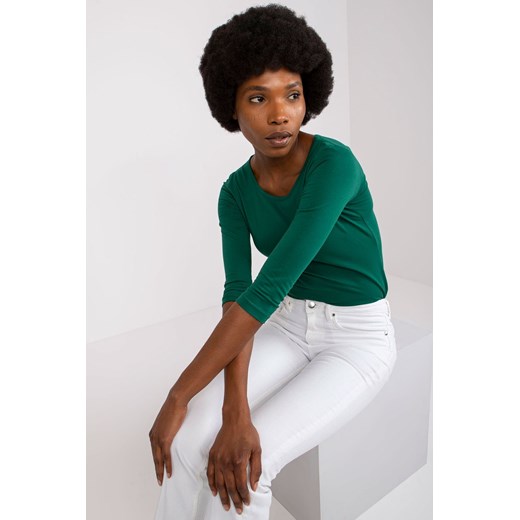 Ciemnozielona bluzka basic z bawełny Mona ze sklepu 5.10.15 w kategorii Bluzki damskie - zdjęcie 169691662