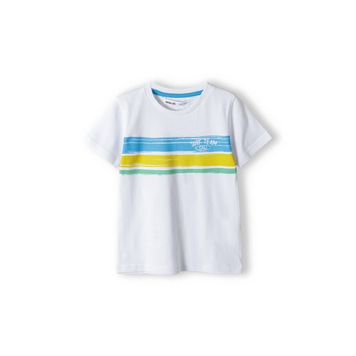 Biały t-shirt niemowlęcy z bawełny z nadrukiem ze sklepu 5.10.15 w kategorii Koszulki niemowlęce - zdjęcie 169691782