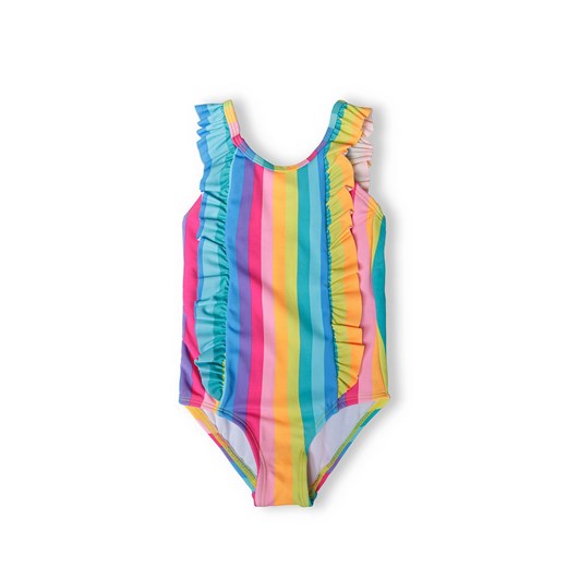 Jednoczęściowy kostium kąpielowy dziewczęcy w kolorowe paski Minoti 158/164 5.10.15