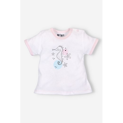 Biały t-shirt z bawełny organicznej dla dziewczynki- konik morski ze sklepu 5.10.15 w kategorii Koszulki niemowlęce - zdjęcie 169691872