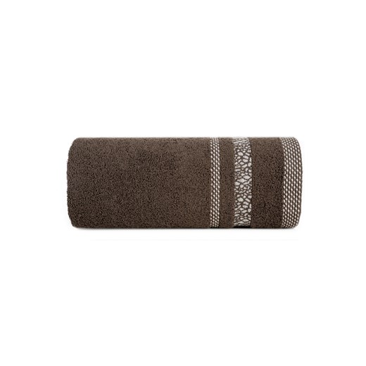Brązowy ręcznik z ozdobnymi pasami 50x90 cm ze sklepu 5.10.15 w kategorii Ręczniki - zdjęcie 169692310