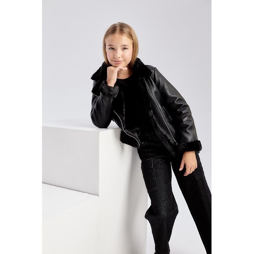 Czarna ocieplana kurtka ramoneska dla małego dziecka - unisex - Limited Edition ze sklepu 5.10.15 w kategorii Kurtki dziewczęce - zdjęcie 169692363