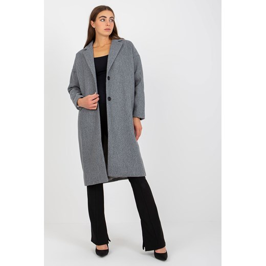 Szary elegancki płaszcz z zapięciem na guziki OCH BELLA ze sklepu 5.10.15 w kategorii Płaszcze damskie - zdjęcie 169692454