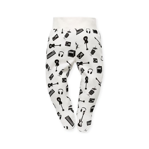Półśpiochy bawełniane dla niemowlaka Let's rock ecru ze sklepu 5.10.15 w kategorii Spodnie i półśpiochy - zdjęcie 169692594