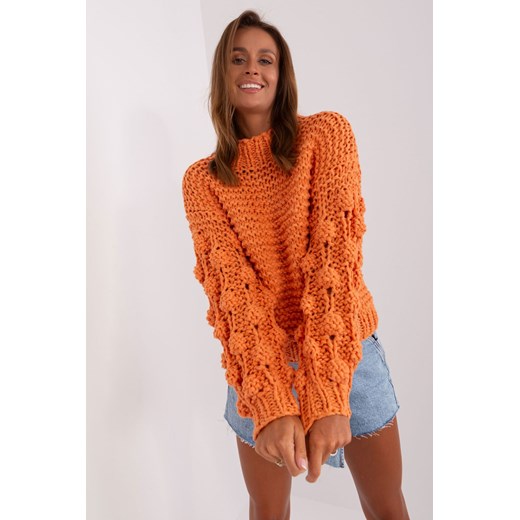 Pomarańczowy sweter oversize z grubym splotem ze sklepu 5.10.15 w kategorii Swetry damskie - zdjęcie 169692654