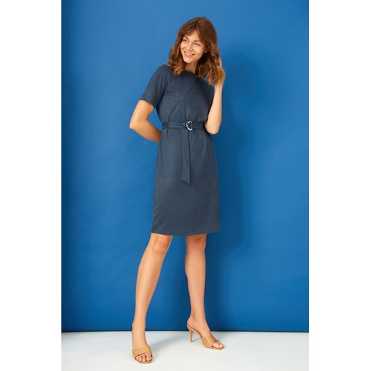 Krótka sukienka damska z paskiem - niebieska ze sklepu 5.10.15 w kategorii Sukienki - zdjęcie 169692723