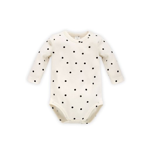 Bawełniane body niemowlęce z długim rękawem w kropki - ecru ze sklepu 5.10.15 w kategorii Body niemowlęce - zdjęcie 169692851