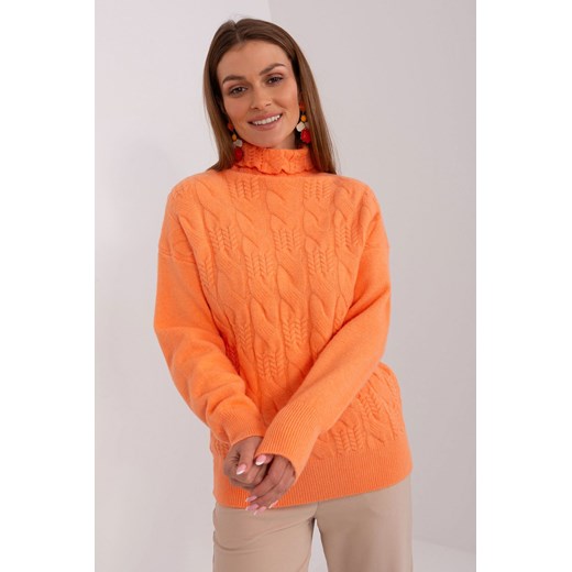 Damski sweter z golfem jasny pomarańczowy one size okazja 5.10.15