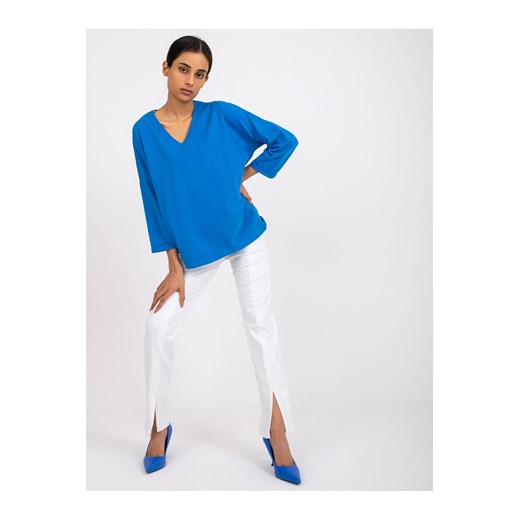 Bluzka damska z koronkową wstawką na plecach - niebieska ze sklepu 5.10.15 w kategorii Bluzki damskie - zdjęcie 169693144