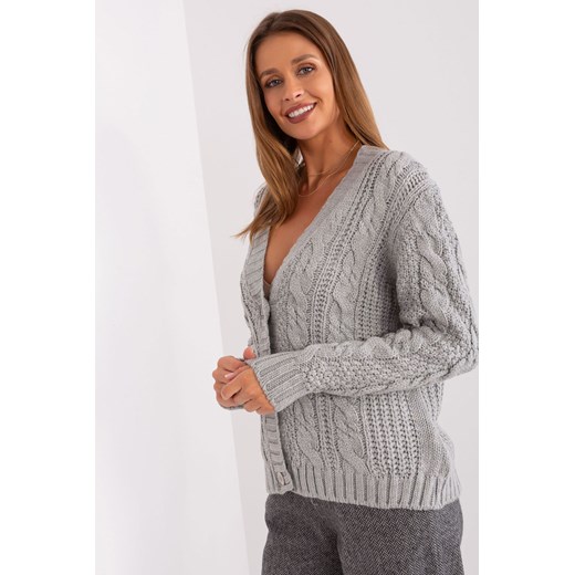 Sweter rozpinany z wełną szary one size 5.10.15