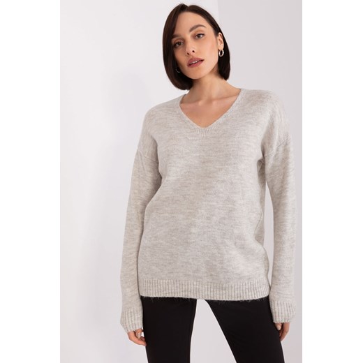 Luźny sweter damski beżowy ze sklepu 5.10.15 w kategorii Swetry damskie - zdjęcie 169693243