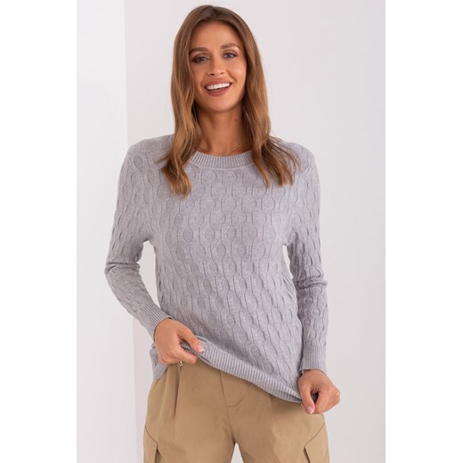 Sweter klasyczny z bawełną szary ze sklepu 5.10.15 w kategorii Swetry damskie - zdjęcie 169693301