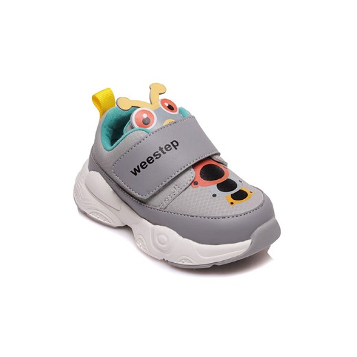Szare buty sportowe chłopięce na rzep Weestep z wkładką ze skóry Weestep 22 promocja 5.10.15