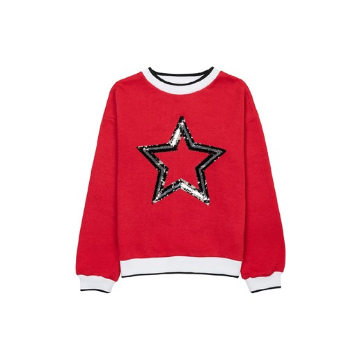Bluza ocieplana dla dziewczynki z aplikacją - cekinowa gwiazda ze sklepu 5.10.15 w kategorii Bluzy dziewczęce - zdjęcie 169693560