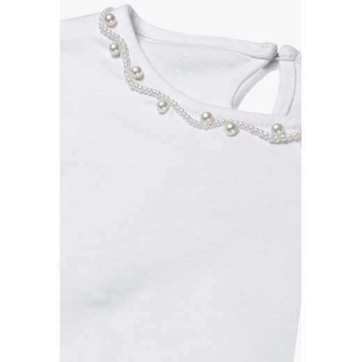 Biała elegancka bluzka dziewczęca z perełkami pod szyją 5.10.15. 110 5.10.15
