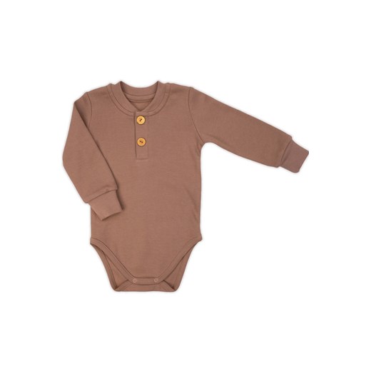 Brązowe body polo niemowlęce bawełniane z długim rękawem Benio ze sklepu 5.10.15 w kategorii Body niemowlęce - zdjęcie 169693871