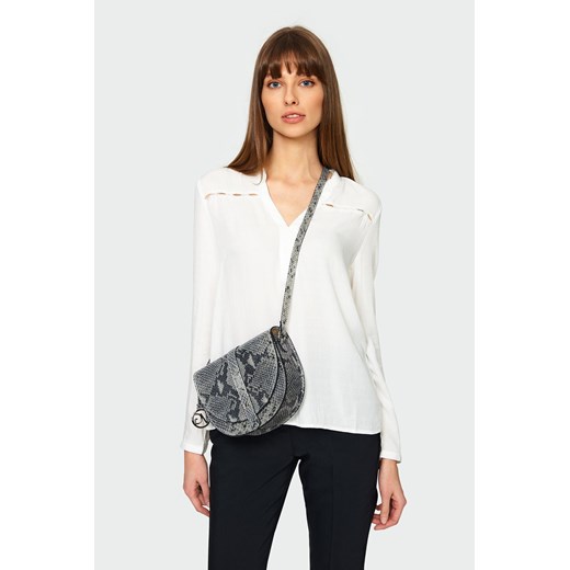 Bluzka damska biała z ozdobnymi wstawkami - długi rękaw ze sklepu 5.10.15 w kategorii Bluzki damskie - zdjęcie 169694262