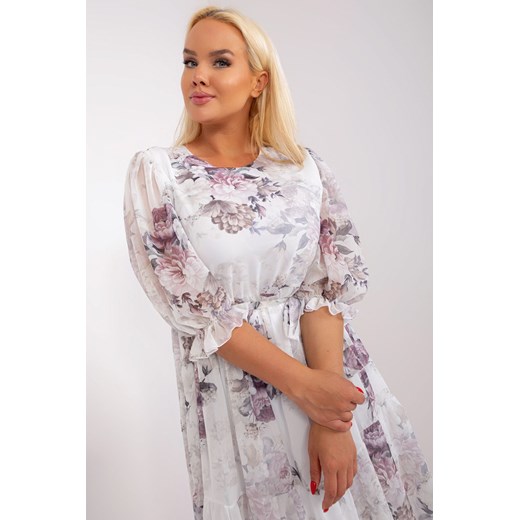 Biała midi sukienka plus size z paskiem Lakerta M/L 5.10.15